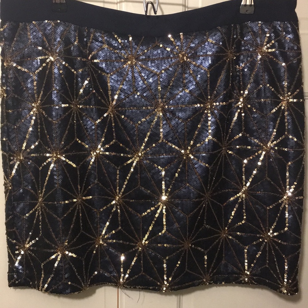 Navy and Gold Sequined Skirt